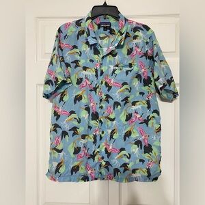 Patagonia Tropical Bird Heron Crane Short Sleeve Shirt size L